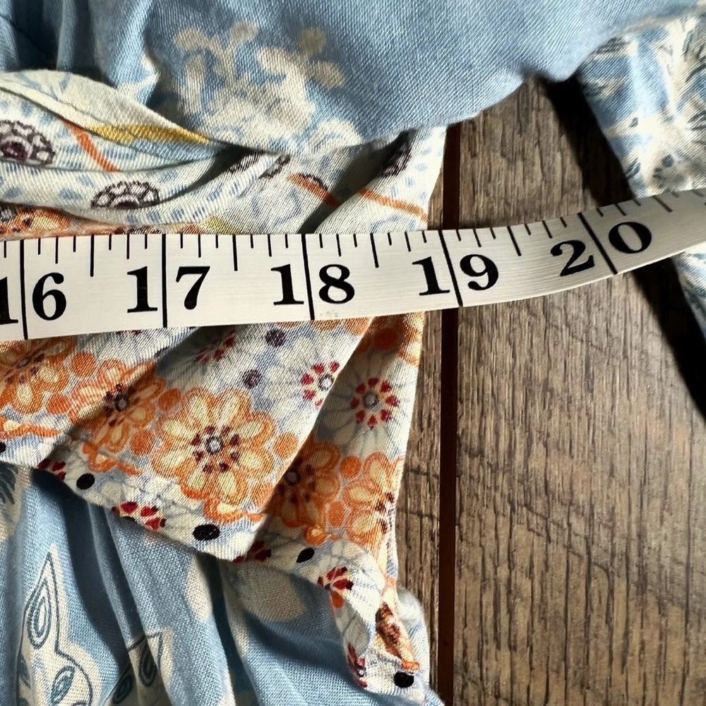 ANGIE Kimono Womens Small Blue Floral Print Open Boho Belted Cardigan Duster - Picture 7 of 8